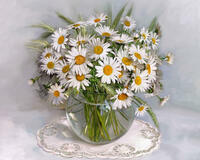 Без бренда «Букет ромашек с колосками в круглой вазе_» в Перми