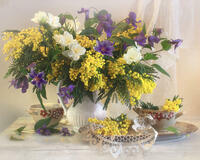 Без бренда «Натюрморт из мимоз и колокольчиков (20шт)» в Перми