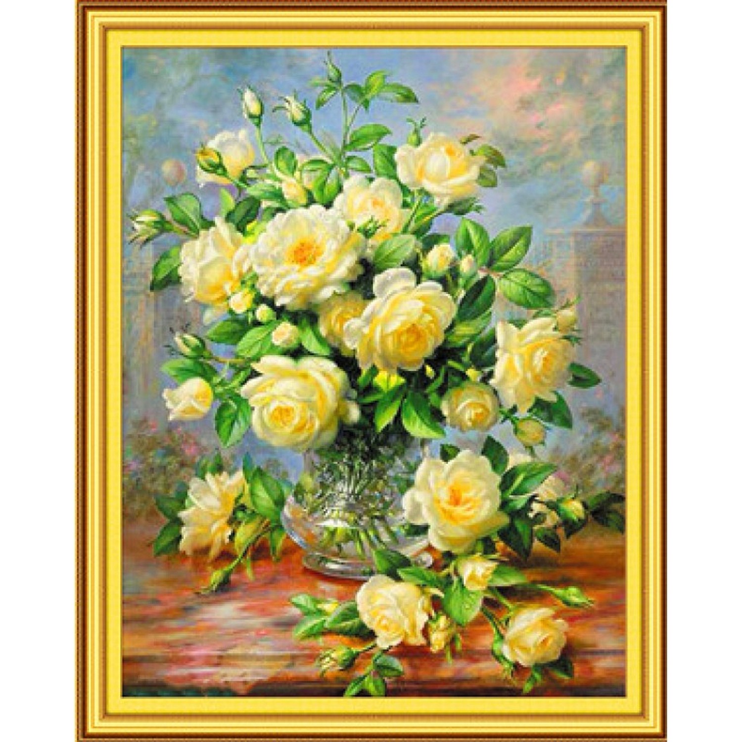 Картина по номерам: Розы в прозрачной вазе , GX45478
