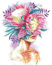 Без бренда «Портрет девушка с оригинальными цветами на голове» в Перми