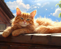 Картина по номерам «Довольный рыжий кот греется на солнышке»