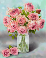Без бренда «Розовые розы в прозрачной вазе с водой» в Перми