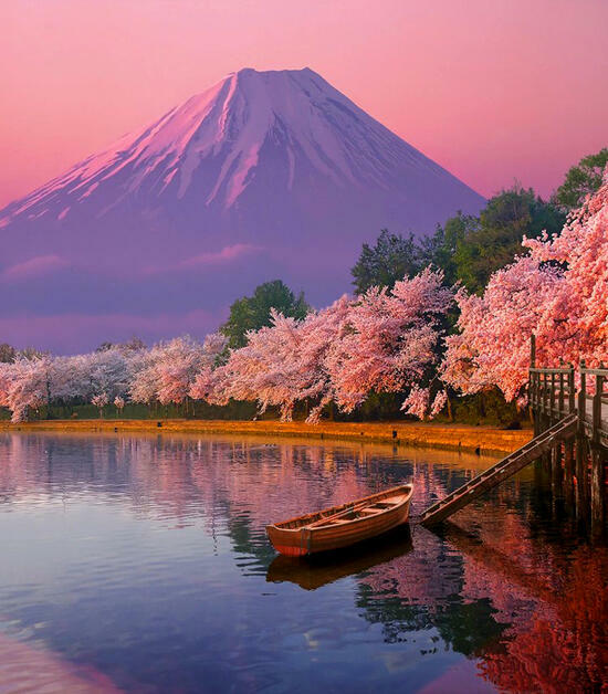 Картина по номерам 40x50 Красочное озеро и гора Фуджи