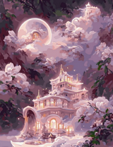 Сказочный замок среди цветов