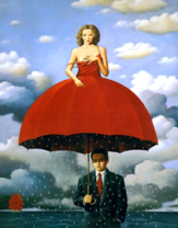 Девушка-зонт и мужчина