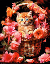 Без бренда «Рыжий котенок в корзине с цветами» в Перми