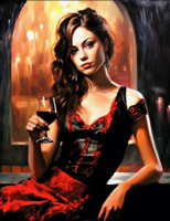 Без бренда «Обворожительная брюнетка с бокалом красного вина» в Перми