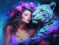 Без бренда «Девушка и леопард на синем фоне» в Перми