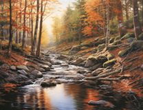 Тихая река в осеннем лесу