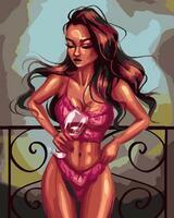 Без бренда «Девушка в нижнем белье с бокалом вина» в Перми